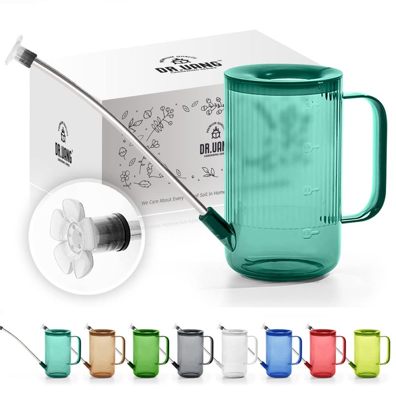 DR.UANG Small Watering Can Indoor Plants with Long Spout (1L, Emerald) - Image 1